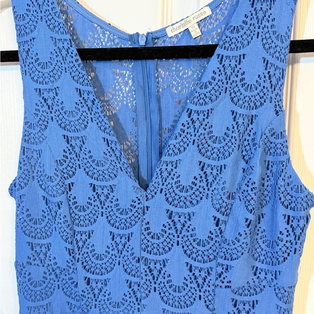 Charlotte Russe Blue Lace Midi Dress Sz XS. AB - Picture 3 of 6